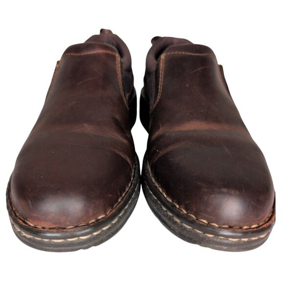 Ariat Women's 9B Traverse Slip-On Work Brown Leather Shoes Pink Logo Distressed - Picture 3 of 9